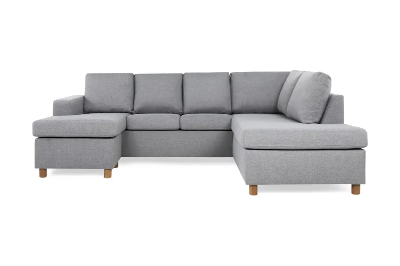Crazy 4-seters Høyrevendt U-formet Large Sofa med Divan og Sjeselong i Stoff - Grå - Møbler - Sofaer - U-sofa