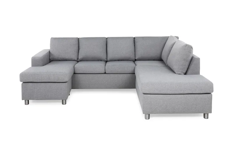 Crazy 4-seters Høyrevendt U-formet Large Sofa med Divan og Sjeselong i Stoff - Grå - Møbler - Sofaer - U-sofa