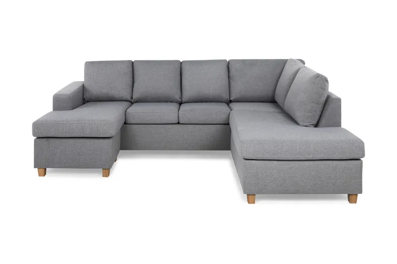 Crazy 4-seters Høyrevendt U-formet Large Sofa med Divan og Sjeselong i Stoff - Grå - Møbler - Sofaer - U-sofa