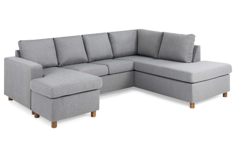 Crazy 4-seters Høyrevendt U-formet Large Sofa med Divan og Sjeselong i Stoff - Grå - Møbler - Sofaer - U-sofa