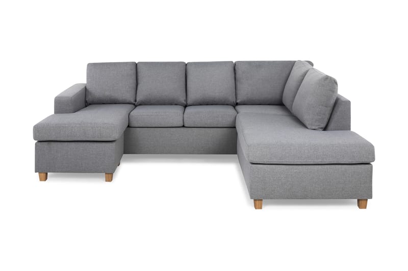 Crazy 4-seters Høyrevendt U-formet Large Sofa med Divan og Sjeselong i Stoff - Grå - Møbler - Sofaer - U-sofa
