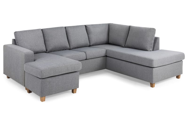 Crazy 4-seters Høyrevendt U-formet Large Sofa med Divan og Sjeselong i Stoff - Grå - Møbler - Sofaer - U-sofa