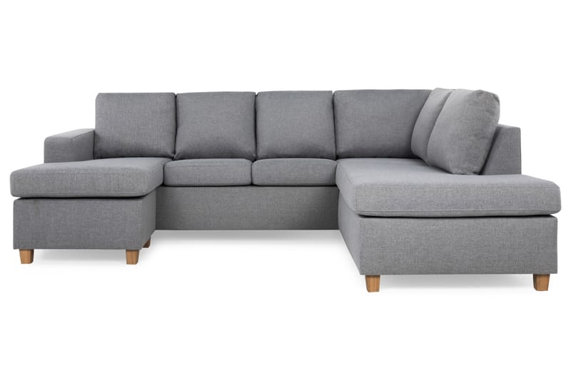 Crazy 4-seters Høyrevendt U-formet Large Sofa med Divan og Sjeselong i Stoff - Grå - Møbler - Sofaer - U-sofa