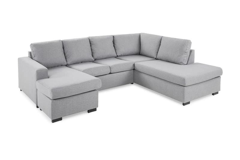 Crazy 4-seters Høyrevendt U-formet Large Sofa med Divan og Sjeselong i Stoff - Grå - Møbler - Sofaer - U-sofa