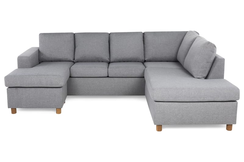 Crazy 4-seters Høyrevendt U-formet Large Sofa med Divan og Sjeselong i Stoff - Grå - Møbler - Sofaer - U-sofa