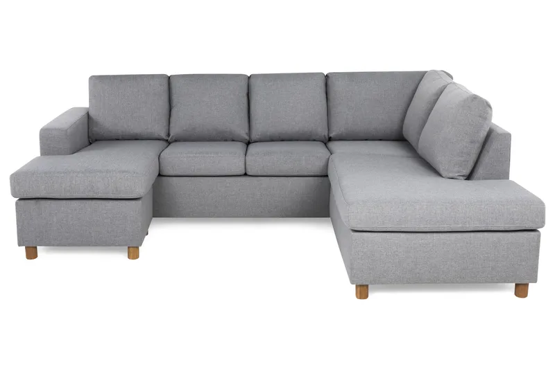 Crazy 4-seters Høyrevendt U-formet Large Sofa med Divan og Sjeselong i Stoff - Grå - Møbler - Sofaer - U-sofa
