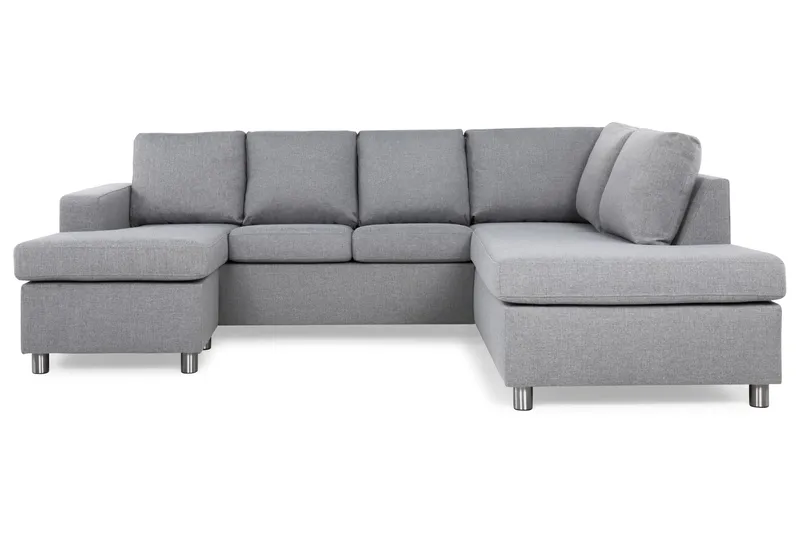 Crazy 4-seters Høyrevendt U-formet Large Sofa med Divan og Sjeselong i Stoff - Grå - Møbler - Sofaer - U-sofa