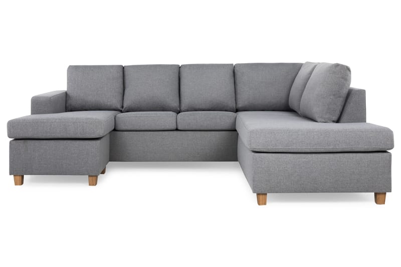 Crazy 4-seters Høyrevendt U-formet Large Sofa med Divan og Sjeselong i Stoff - Grå - Møbler - Sofaer - U-sofa