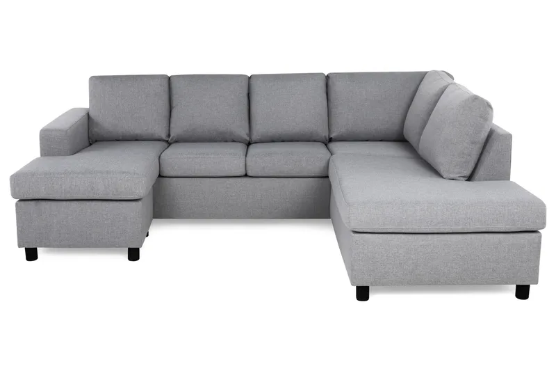 Crazy 4-seters Høyrevendt U-formet Large Sofa med Divan og Sjeselong i Stoff - Grå - Møbler - Sofaer - U-sofa