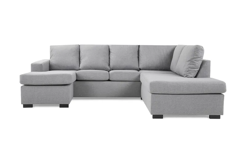 Crazy 4-seters Høyrevendt U-formet Large Sofa med Divan og Sjeselong i Stoff - Grå - Møbler - Sofaer - U-sofa