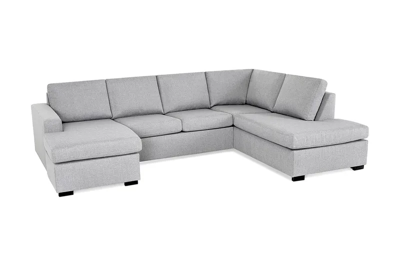 Crazy 4-seters Høyrevendt U-formet Large Sofa med Divan og Sjeselong i Stoff - Grå - Møbler - Sofaer - U-sofa