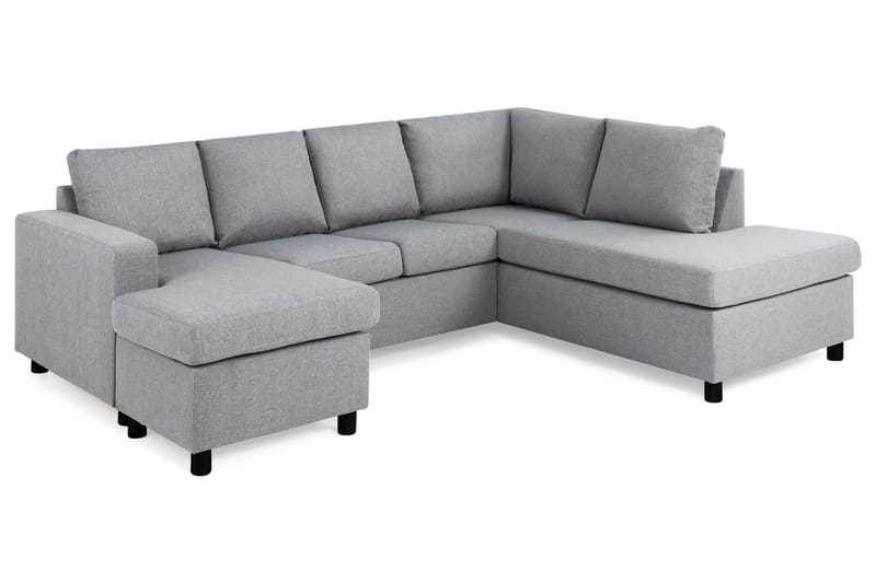 Crazy 4-seters Høyrevendt U-formet Large Sofa med Divan og Sjeselong i Stoff - Grå - Møbler - Sofaer - U-sofa