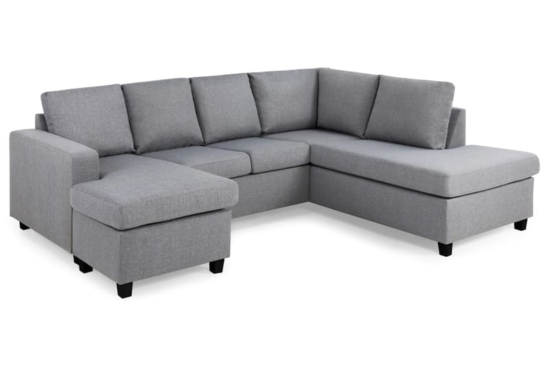 Crazy 4-seters Høyrevendt U-formet Large Sofa med Divan og Sjeselong i Stoff - Grå - Møbler - Sofaer - U-sofa