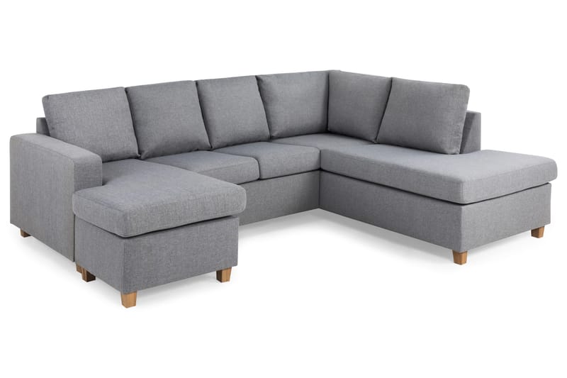 Crazy 4-seters Høyrevendt U-formet Large Sofa med Divan og Sjeselong i Stoff - Grå - Møbler - Sofaer - U-sofa