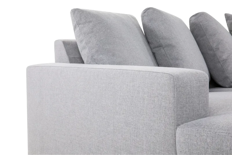 Crazy 4-seters Høyrevendt U-formet Large Sofa med Divan og Sjeselong i Stoff inkl. Pynteputer - Grå - Møbler - Sofaer - U-sofa