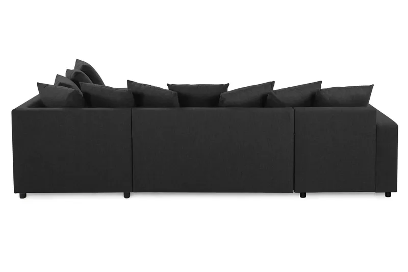 Crazy 4-seters Høyrevendt U-formet Large Sofa med Divan og Sjeselong i Stoff inkl. Pynteputer - Antrasitt - Møbler - Sofaer - U-sofa