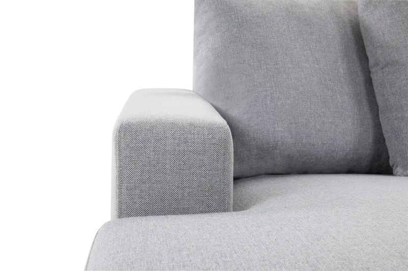 Crazy 4-seters Høyrevendt U-formet Large Sofa med Divan og Sjeselong i Stoff inkl. Pynteputer - Grå - Møbler - Sofaer - U-sofa