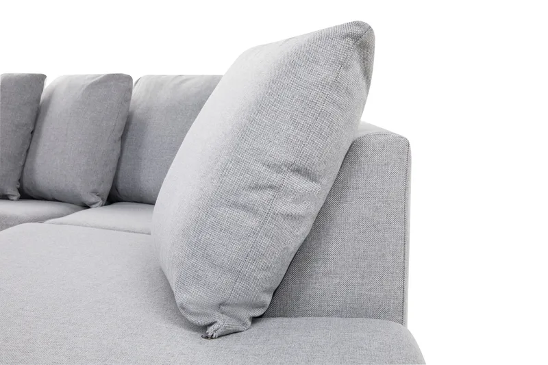 Crazy 4-seters Høyrevendt U-formet Large Sofa med Divan og Sjeselong i Stoff inkl. Pynteputer - Grå - Møbler - Sofaer - U-sofa