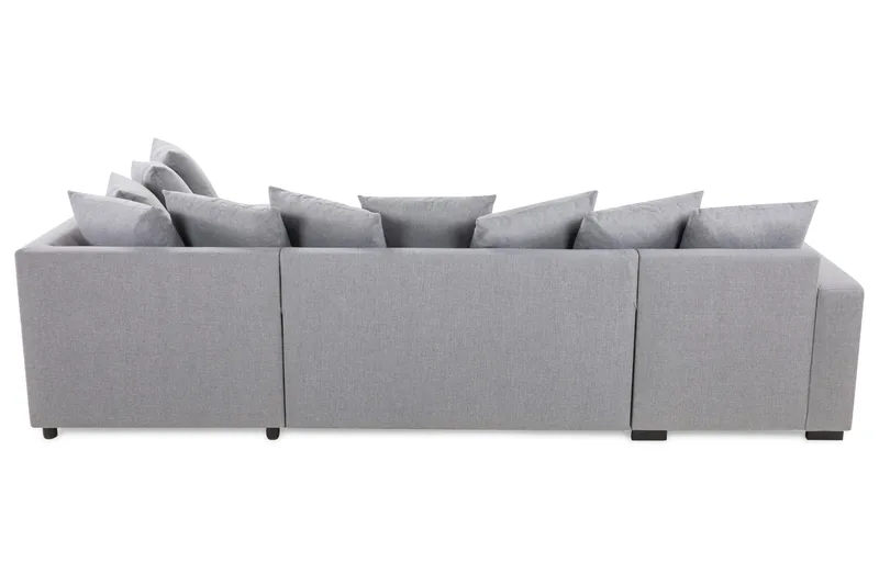 Crazy 4-seters Høyrevendt U-formet Large Sofa med Divan og Sjeselong i Stoff inkl. Pynteputer - Grå - Møbler - Sofaer - U-sofa