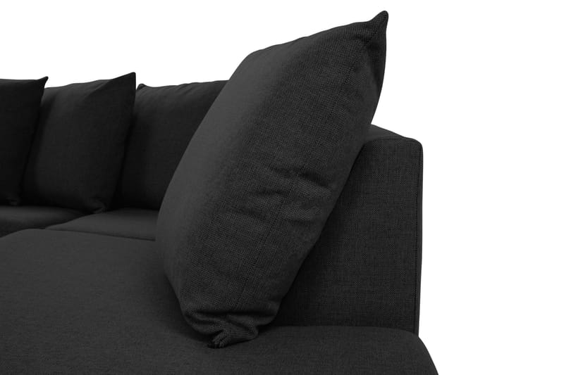 Crazy 4-seters Høyrevendt U-formet Large Sofa med Divan og Sjeselong i Stoff inkl. Pynteputer - Antrasitt - Møbler - Sofaer - U-sofa