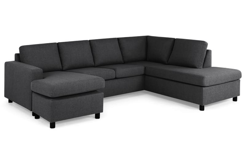 Crazy 4-seters Høyrevendt U-formet Large Sofa med Divan og Sjeselong i Stoff - Mørk grå - Møbler - Sofaer - U-sofa