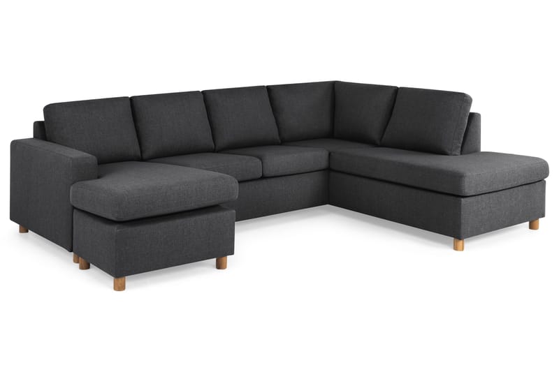 Crazy 4-seters Høyrevendt U-formet Large Sofa med Divan og Sjeselong i Stoff - Mørk grå - Møbler - Sofaer - U-sofa