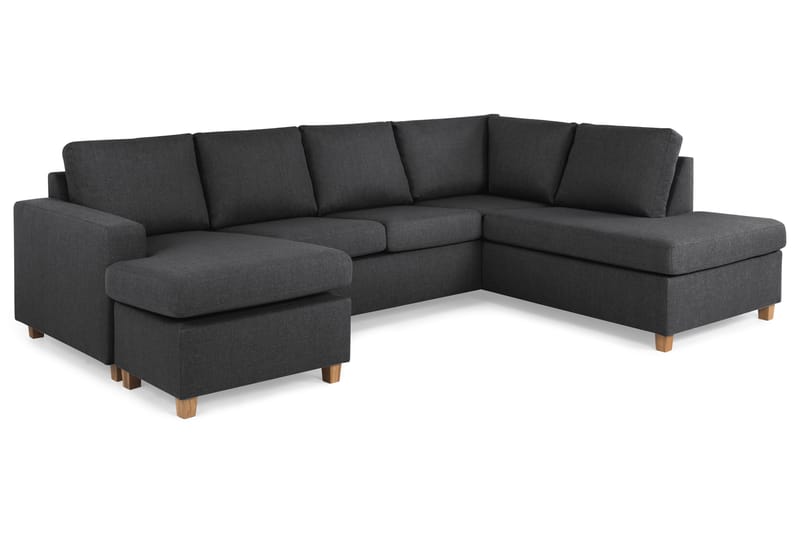 Crazy 4-seters Høyrevendt U-formet Large Sofa med Divan og Sjeselong i Stoff - Mørk grå - Møbler - Sofaer - U-sofa