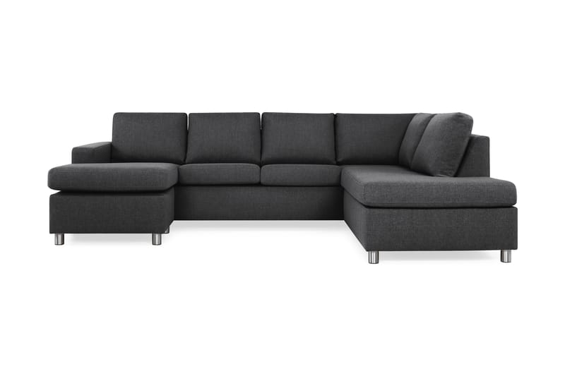 Crazy 4-seters Høyrevendt U-formet Large Sofa med Divan og Sjeselong i Stoff - Mørk grå - Møbler - Sofaer - U-sofa