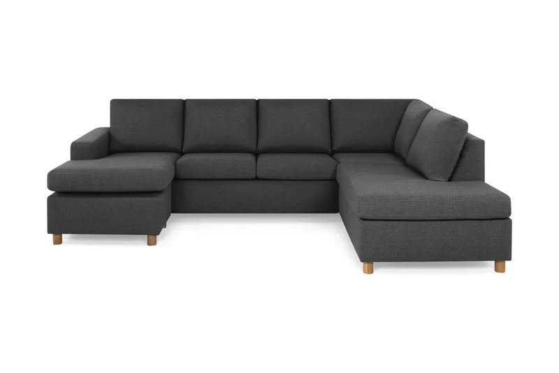 Crazy 4-seters Høyrevendt U-formet Large Sofa med Divan og Sjeselong i Stoff - Mørk grå - Møbler - Sofaer - U-sofa