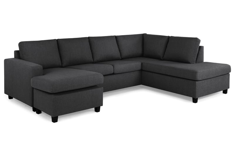 Crazy 4-seters Høyrevendt U-formet Large Sofa med Divan og Sjeselong i Stoff - Mørk grå - Møbler - Sofaer - U-sofa