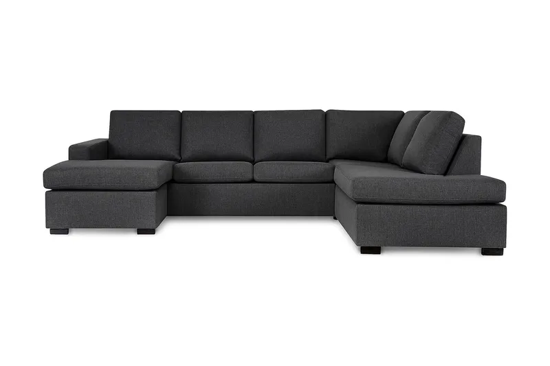 Crazy 4-seters Høyrevendt U-formet Large Sofa med Divan og Sjeselong i Stoff - Mørk grå - Møbler - Sofaer - U-sofa