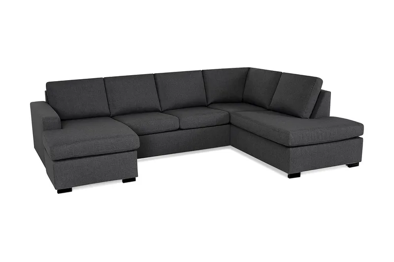 Crazy 4-seters Høyrevendt U-formet Large Sofa med Divan og Sjeselong i Stoff - Mørk grå - Møbler - Sofaer - U-sofa