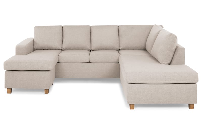 Crazy 4-seters Høyrevendt U-formet Small Sofa med Divan og Sjeselong i Stoff - Beige - Møbler - Sofaer - U-sofa