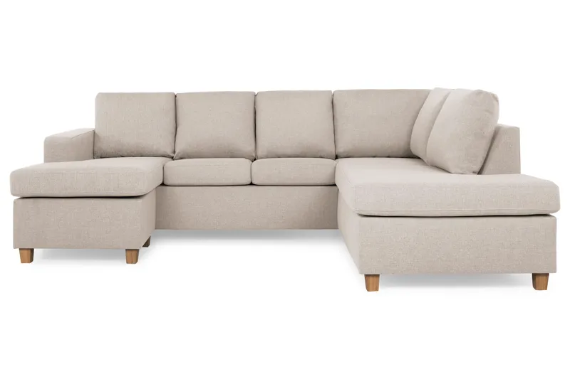 Crazy 4-seters Høyrevendt U-formet Small Sofa med Divan og Sjeselong i Stoff - Beige - Møbler - Sofaer - U-sofa