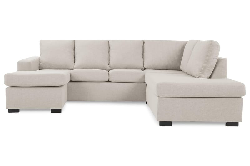 Crazy 4-seters Høyrevendt U-formet Small Sofa med Divan og Sjeselong i Stoff - Beige - Møbler - Sofaer - U-sofa