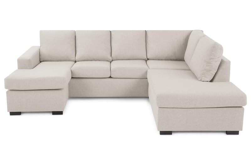 Crazy 4-seters Høyrevendt U-formet Small Sofa med Divan og Sjeselong i Stoff - Beige - Møbler - Sofaer - U-sofa