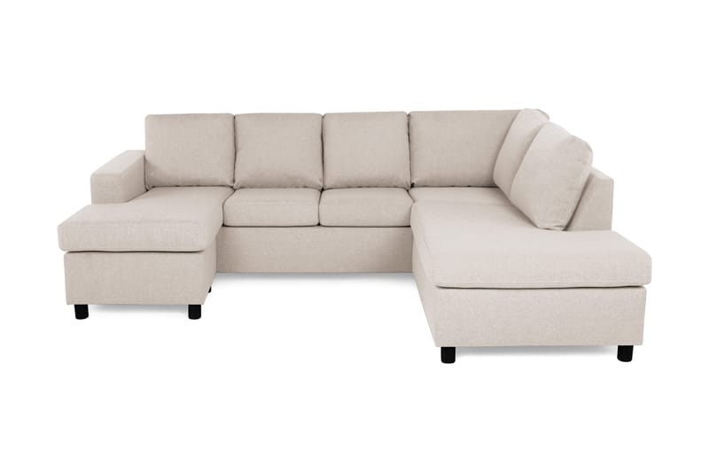 Crazy 4-seters Høyrevendt U-formet Small Sofa med Divan og Sjeselong i Stoff - Beige - Møbler - Sofaer - U-sofa