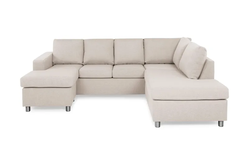 Crazy 4-seters Høyrevendt U-formet Small Sofa med Divan og Sjeselong i Stoff, Beige