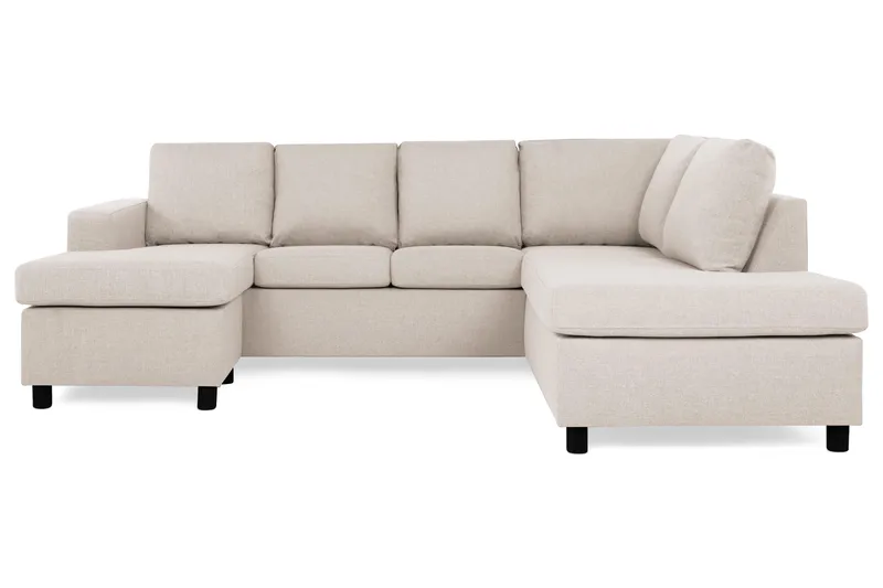 Crazy 4-seters Høyrevendt U-formet Small Sofa med Divan og Sjeselong i Stoff - Beige - Møbler - Sofaer - U-sofa