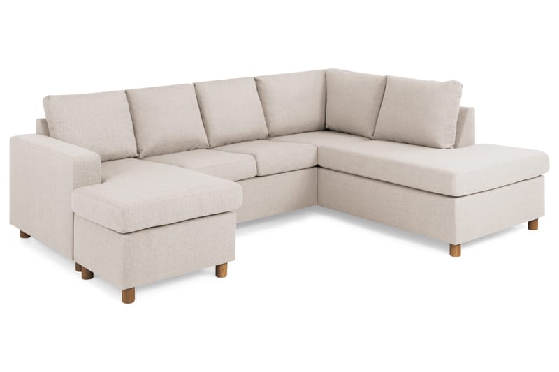 Crazy 4-seters Høyrevendt U-formet Small Sofa med Divan og Sjeselong i Stoff - Beige - Møbler - Sofaer - U-sofa