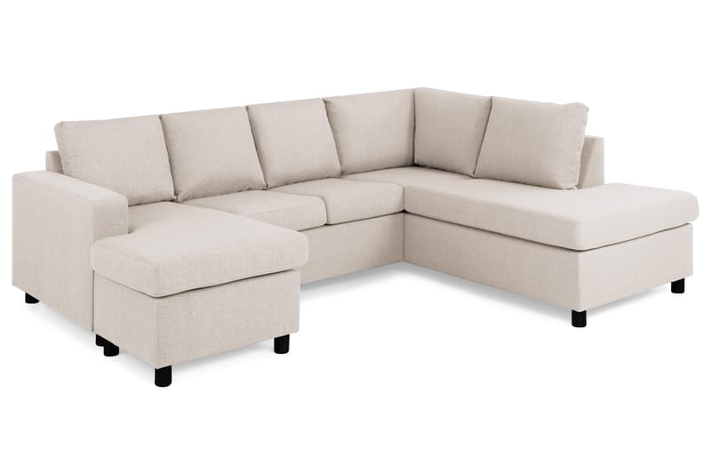 Crazy 4-seters Høyrevendt U-formet Small Sofa med Divan og Sjeselong i Stoff - Beige - Møbler - Sofaer - U-sofa