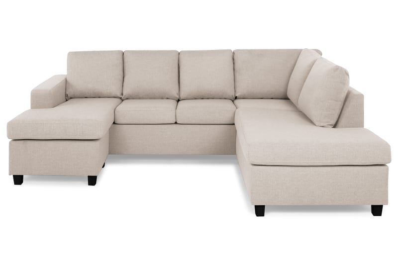 Crazy 4-seters Høyrevendt U-formet Small Sofa med Divan og Sjeselong i Stoff - Beige - Møbler - Sofaer - U-sofa