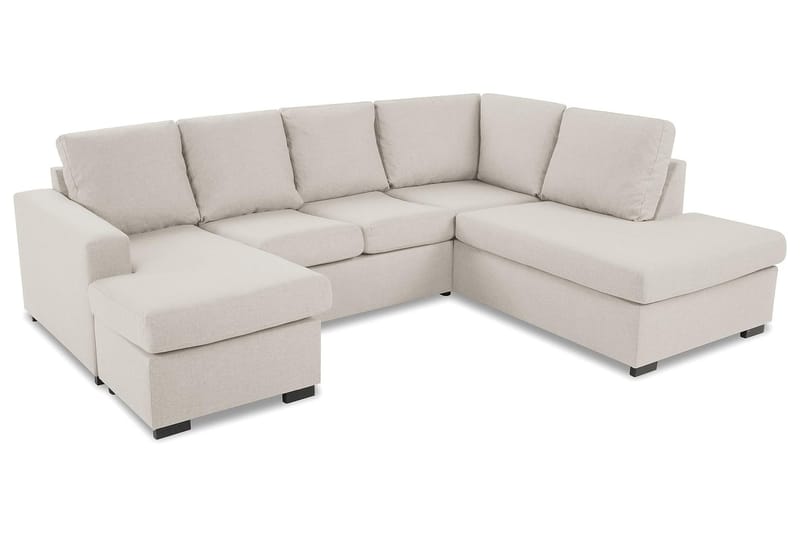Crazy 4-seters Høyrevendt U-formet Small Sofa med Divan og Sjeselong i Stoff - Beige - Møbler - Sofaer - U-sofa