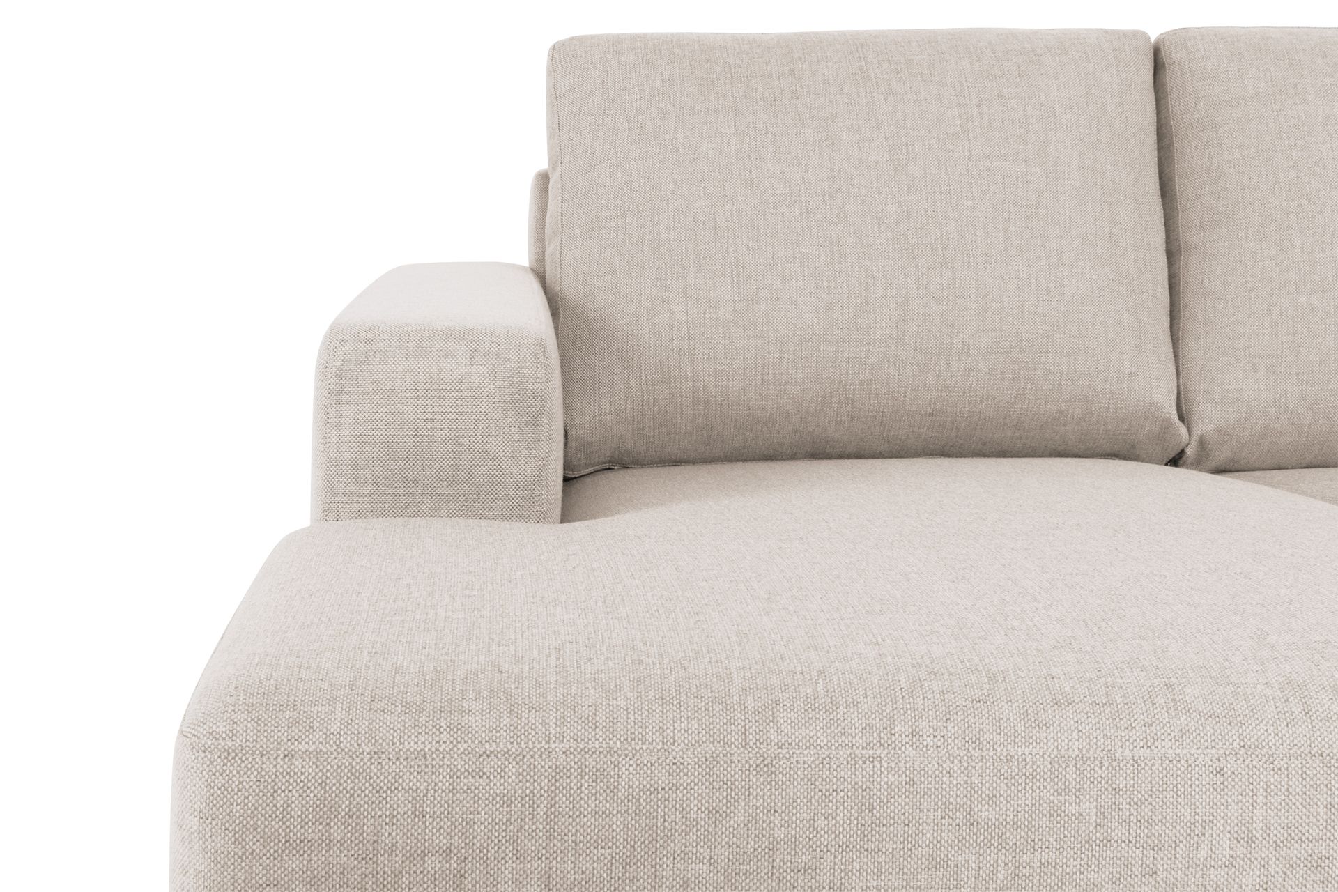 Crazy 4-seters Høyrevendt U-formet Small Sofa med Divan og Sjeselong i Stoff - Beige - Møbler - Sofaer - U-sofa