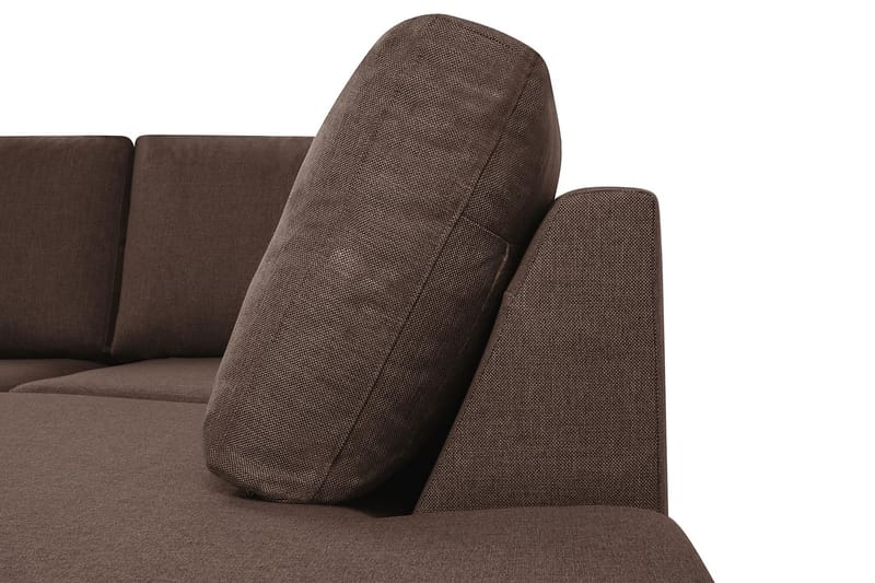 Crazy 4-seters Høyrevendt U-formet Small Sofa med Divan og Sjeselong i Stoff - Brun - Møbler - Sofaer - U-sofa