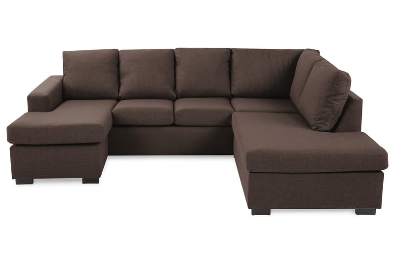 Crazy 4-seters Høyrevendt U-formet Small Sofa med Divan og Sjeselong i Stoff - Brun - Møbler - Sofaer - U-sofa
