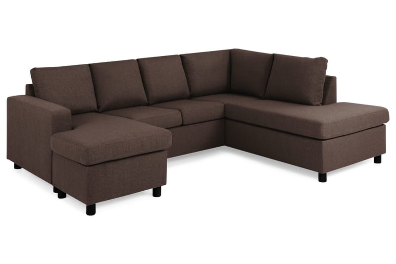 Crazy 4-seters Høyrevendt U-formet Small Sofa med Divan og Sjeselong i Stoff - Brun - Møbler - Sofaer - U-sofa