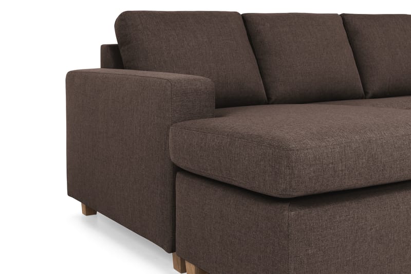 Crazy 4-seters Høyrevendt U-formet Small Sofa med Divan og Sjeselong i Stoff - Brun - Møbler - Sofaer - U-sofa