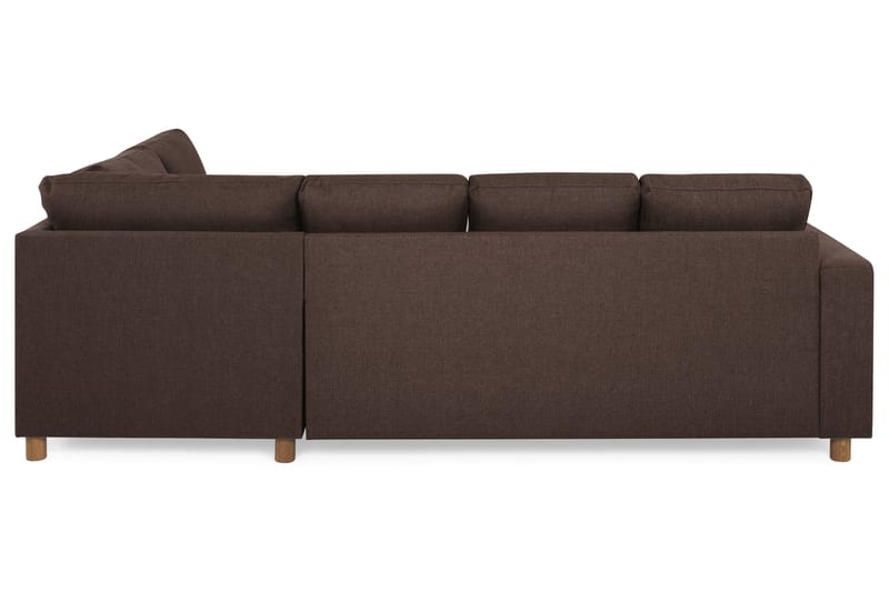 Crazy 4-seters Høyrevendt U-formet Small Sofa med Divan og Sjeselong i Stoff - Brun - Møbler - Sofaer - U-sofa