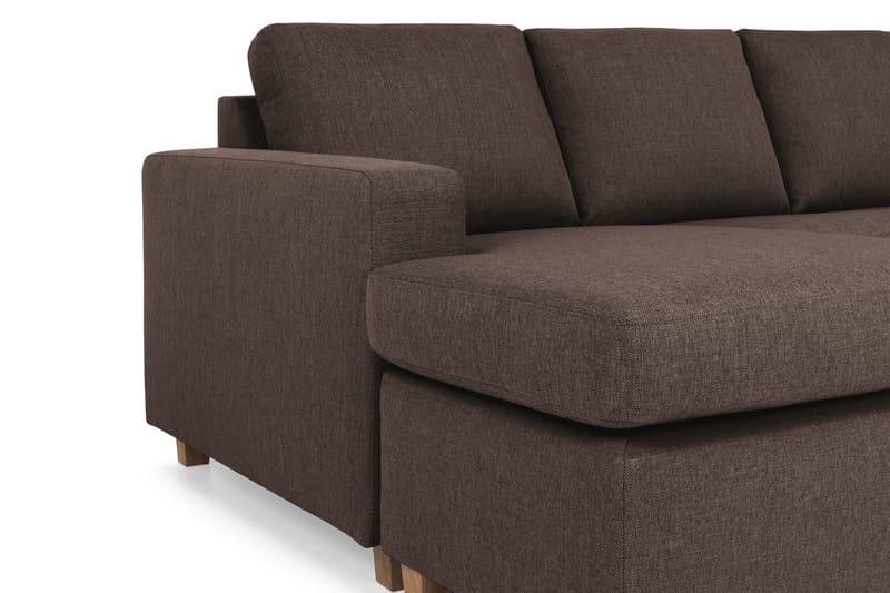 Crazy 4-seters Høyrevendt U-formet Small Sofa med Divan og Sjeselong i Stoff - Brun - Møbler - Sofaer - U-sofa
